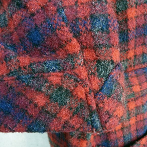 Vintage LLOYD Menswear plaid wool robe / smoking jacket, red& blue, Britain - Picture 4 of 10